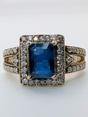Sapphire & Moissanite S925 Sterling Silver Gemstone Rare Ring Size 8